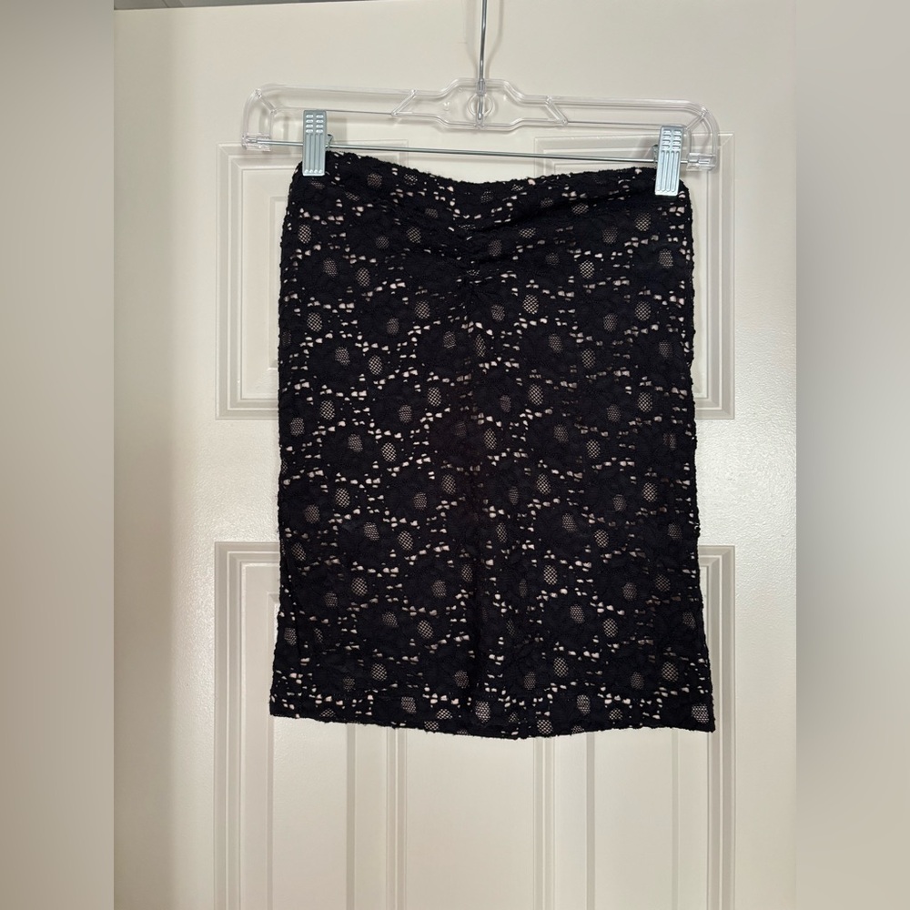 Aerie Black Lace Tube Top with Nude Underlay – Stretch Fit
